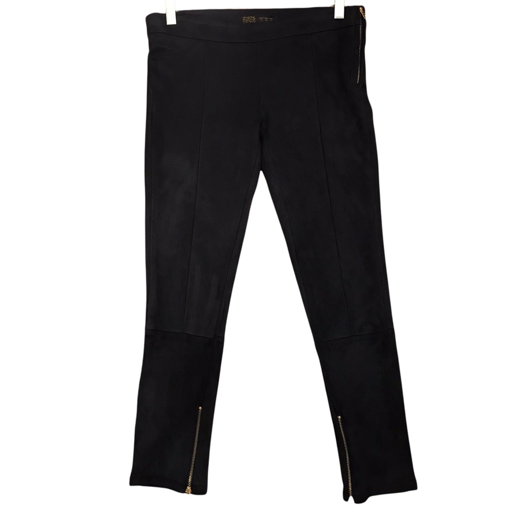 ZARA Z1975 denim faux suede capri Medium Zipper SOFT Black